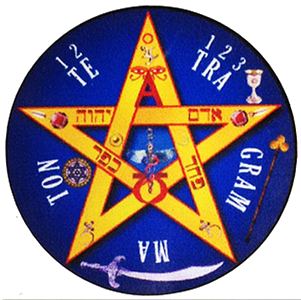 Representação mística e esotérica do símbolo Tetragrammaton, destacando seu significado espiritual