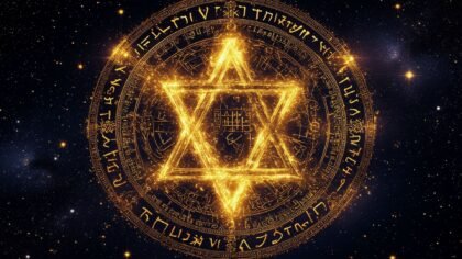 Representação mística e esotérica do símbolo Tetragrammaton, destacando seu significado espiritual