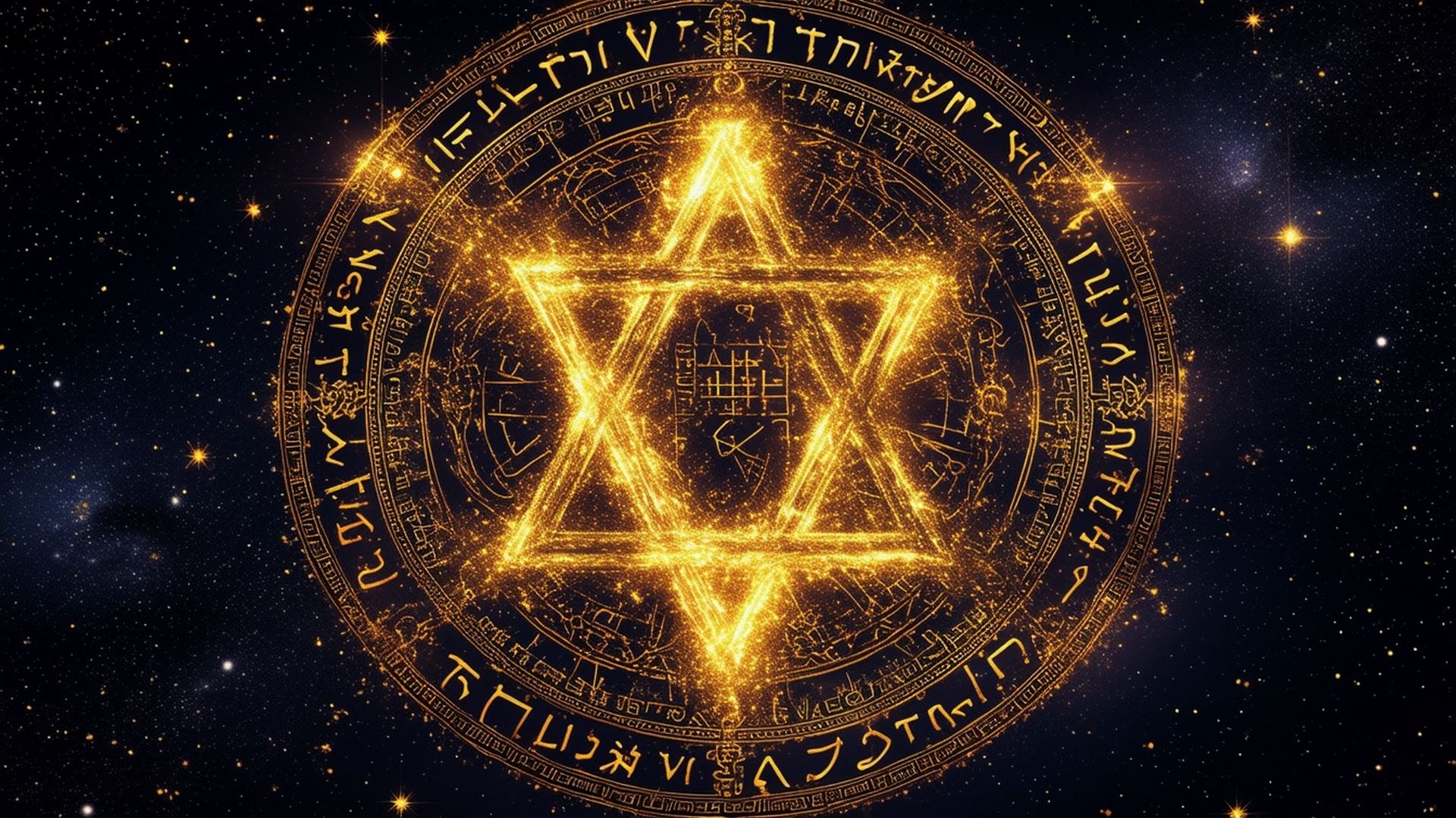 Representação mística e esotérica do símbolo Tetragrammaton, destacando seu significado espiritual