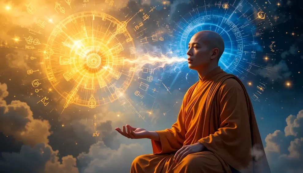 Uma imagem vibrante representando a energia espiritual das palavras